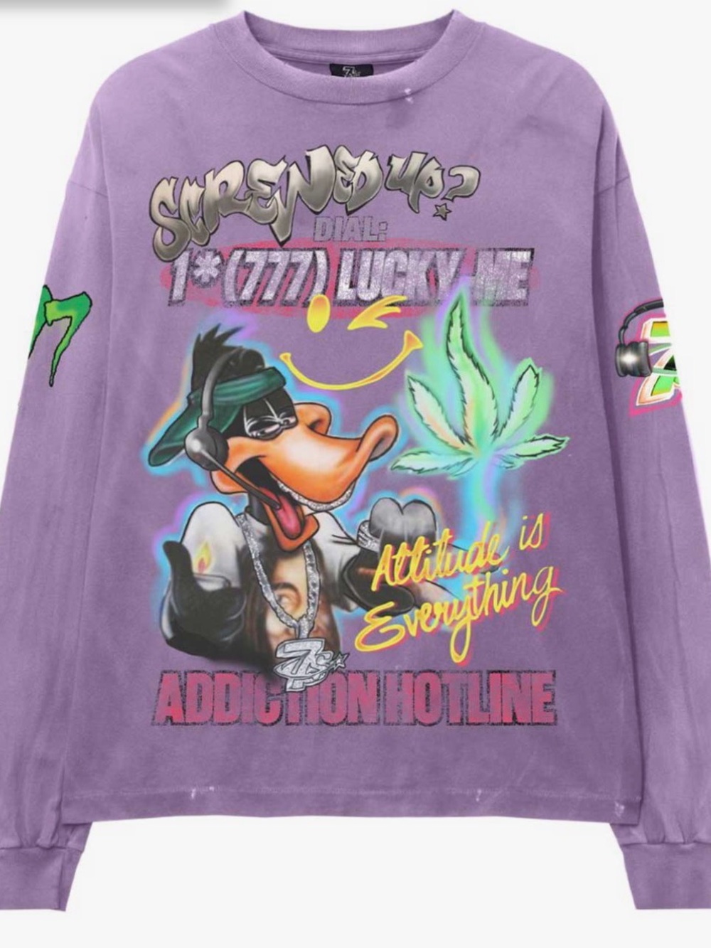 NWT SZ XXXL The Triple Sevens Club "Graffiti" Player Long Sleeve Tee (Purple)
